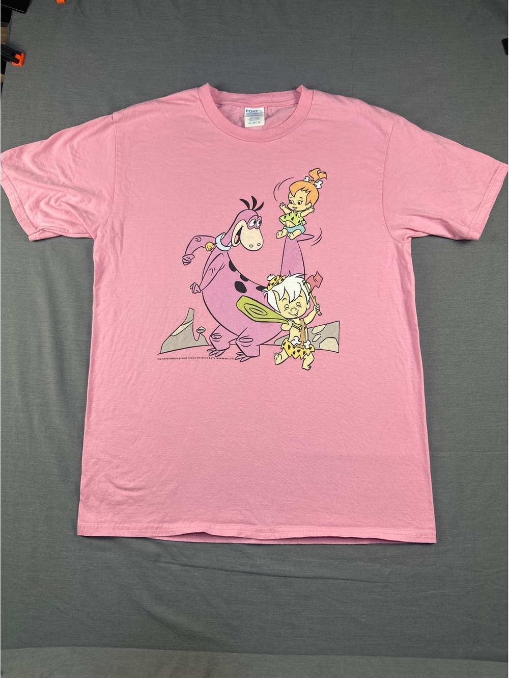 Vintage Pink The Flintstones Cartoon Graphic T-Shirt Medium 100% Cotton